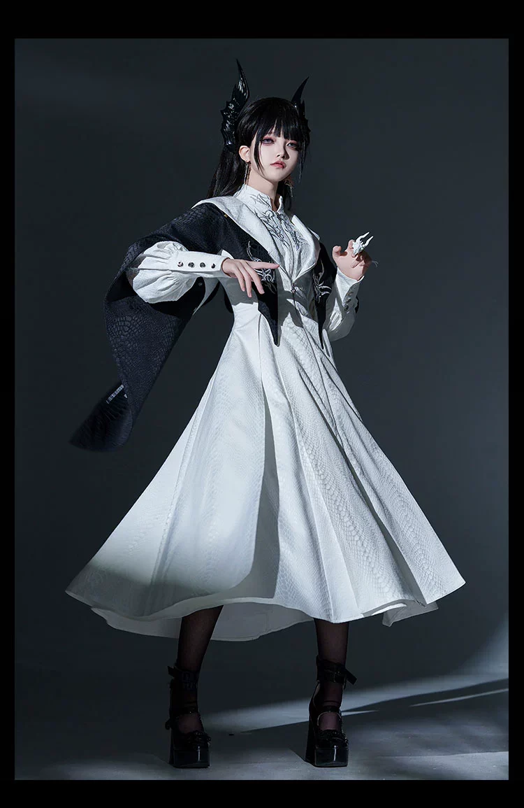 Morning mist and warbler - Dragon Scale - Gothic Lolita Jumper Dress Goth Coat - Image 11