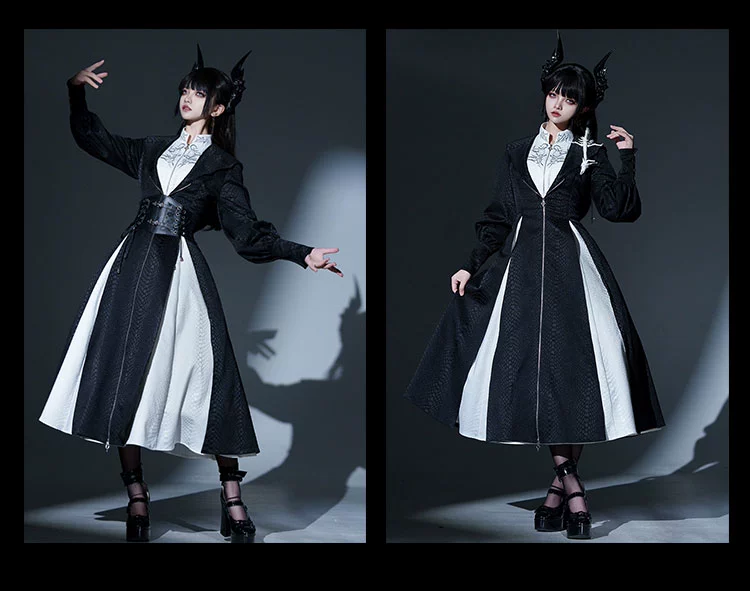 Morning mist and warbler - Dragon Scale - Gothic Lolita Jumper Dress Goth Coat - Image 18