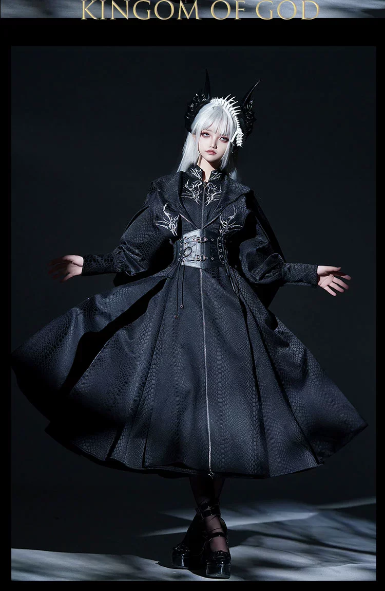 Morning mist and warbler - Dragon Scale - Gothic Lolita Jumper Dress Goth Coat - Image 5