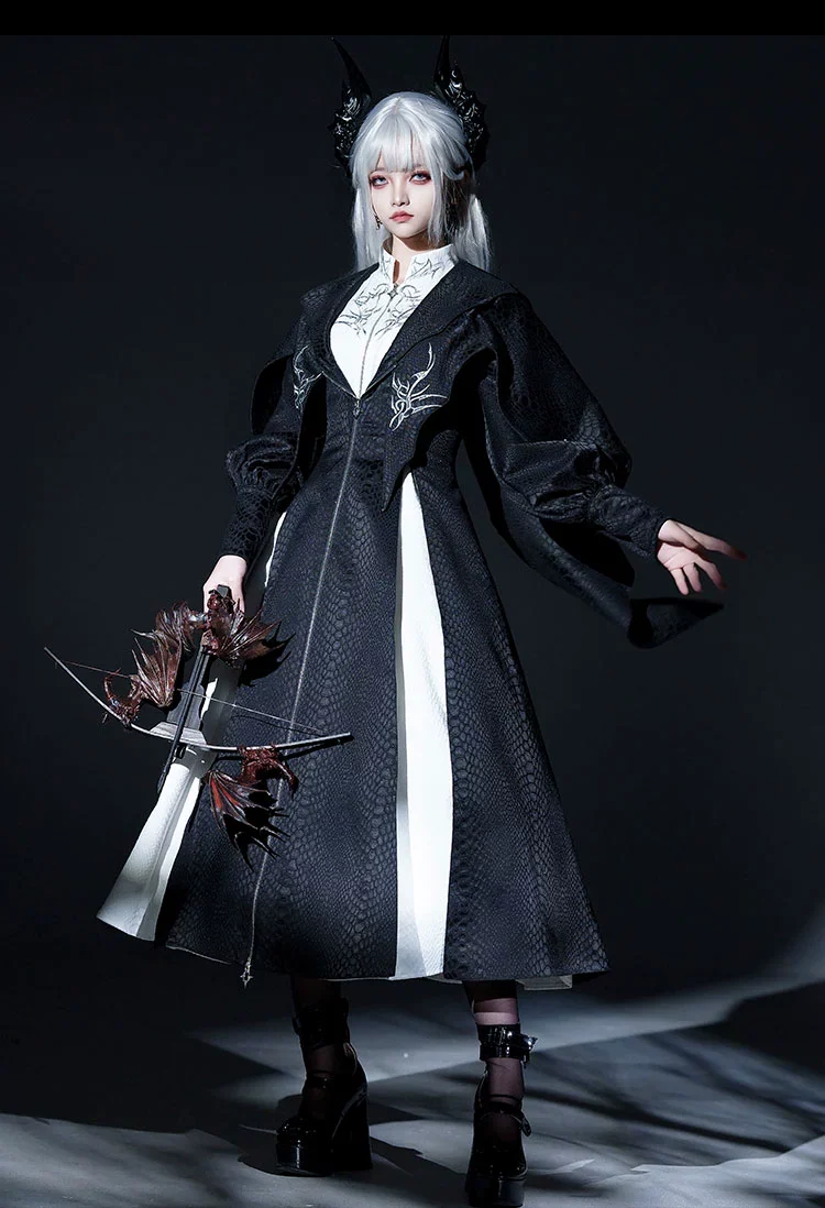 Morning mist and warbler - Dragon Scale - Gothic Lolita Jumper Dress Goth Coat - Image 6