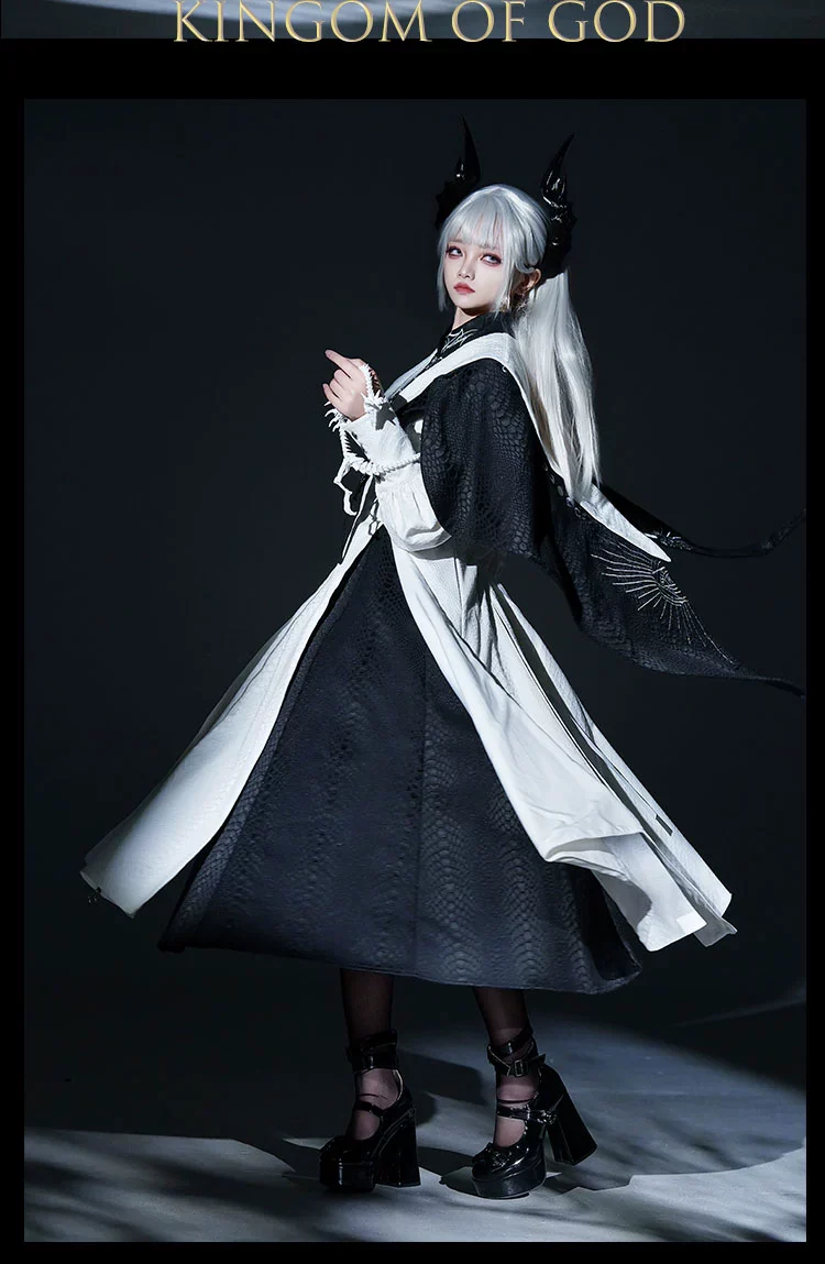 Morning mist and warbler - Dragon Scale - Gothic Lolita Jumper Dress Goth Coat - Image 7
