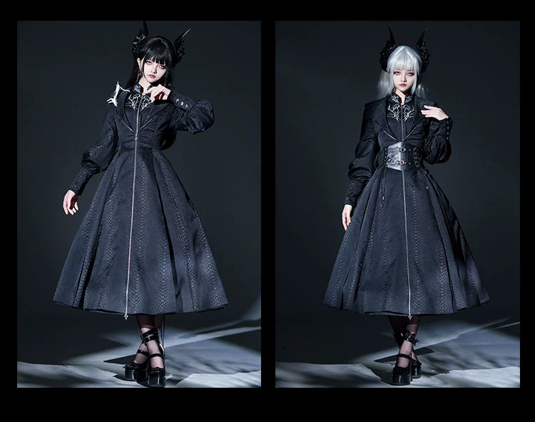 Morning mist and warbler - Dragon Scale - Gothic Lolita Jumper Dress Goth Coat - Image 8