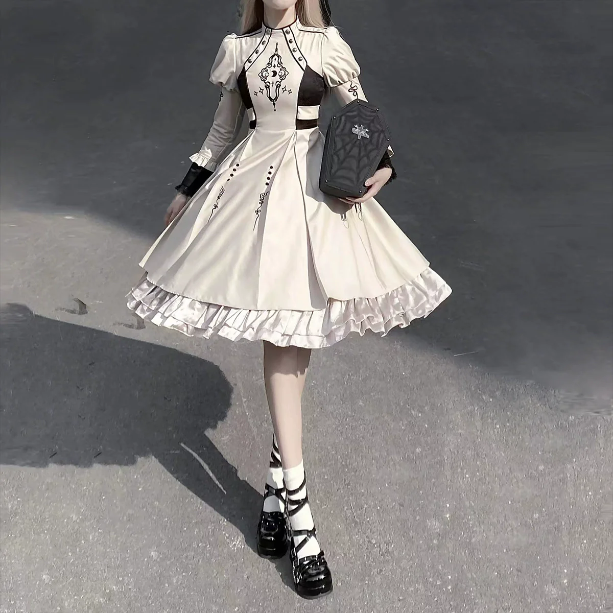 Full Moon Charm - Gothic Lolita OP Dress Dark Themed Dress Short Style - Image 3