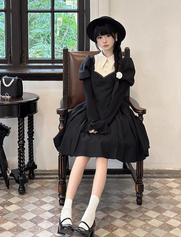 Mengfuzi - Gothic Lolita OP Dress Nun Style Fishbone Skirt - Image 7