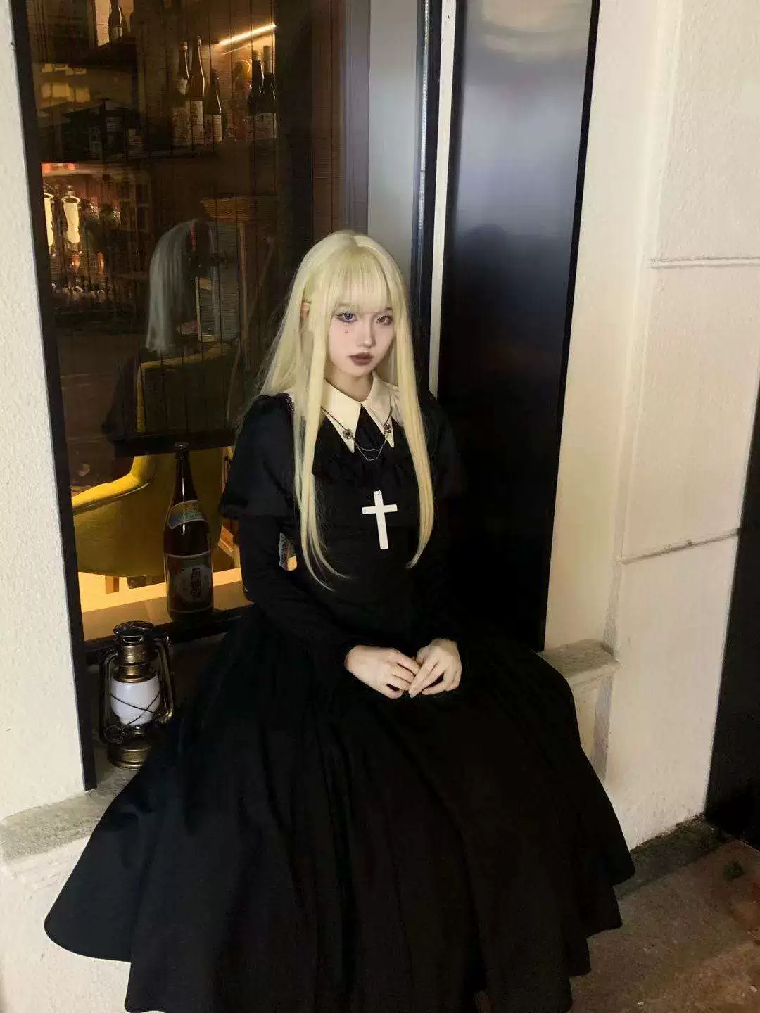 Mengfuzi - Gothic Lolita OP Dress Nun Style Fishbone Skirt - Image 8
