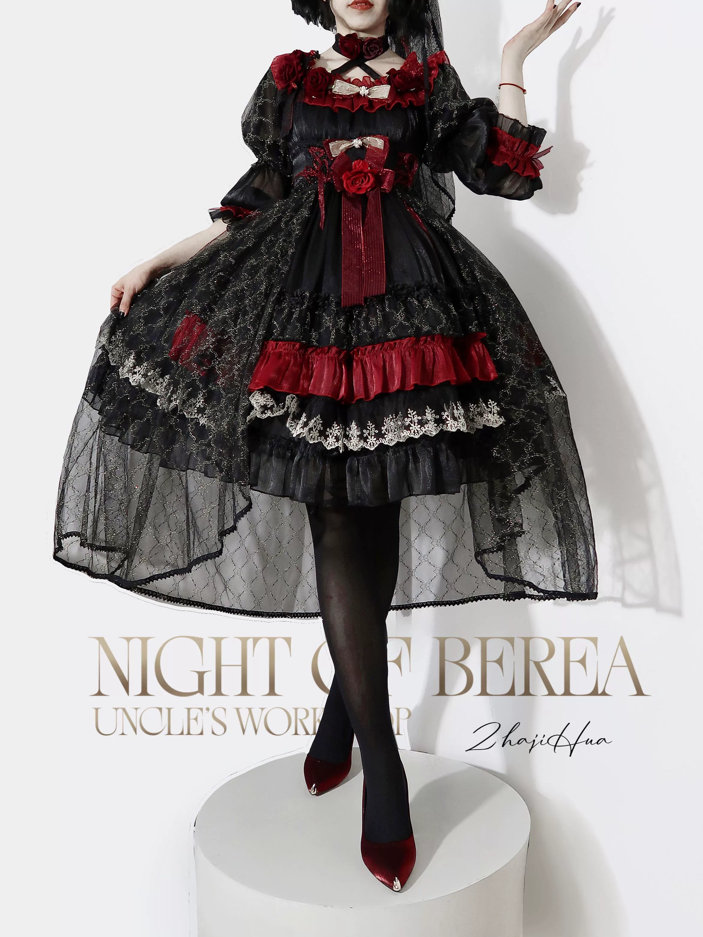 Night of Berea - Gothic Lolita OP Black and Red Lolita Dress - Image 10
