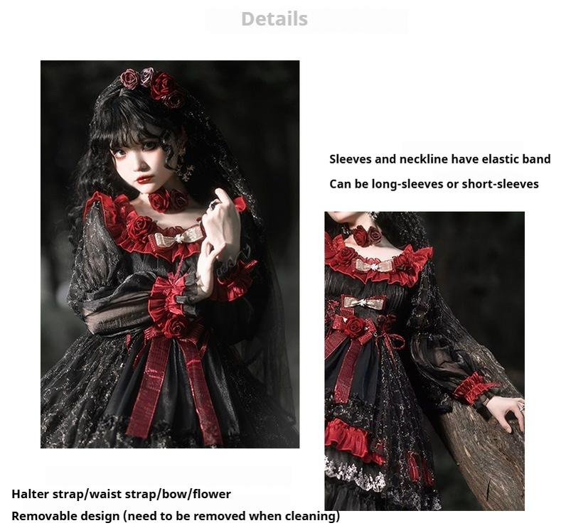 Night of Berea - Gothic Lolita OP Black and Red Lolita Dress - Image 18