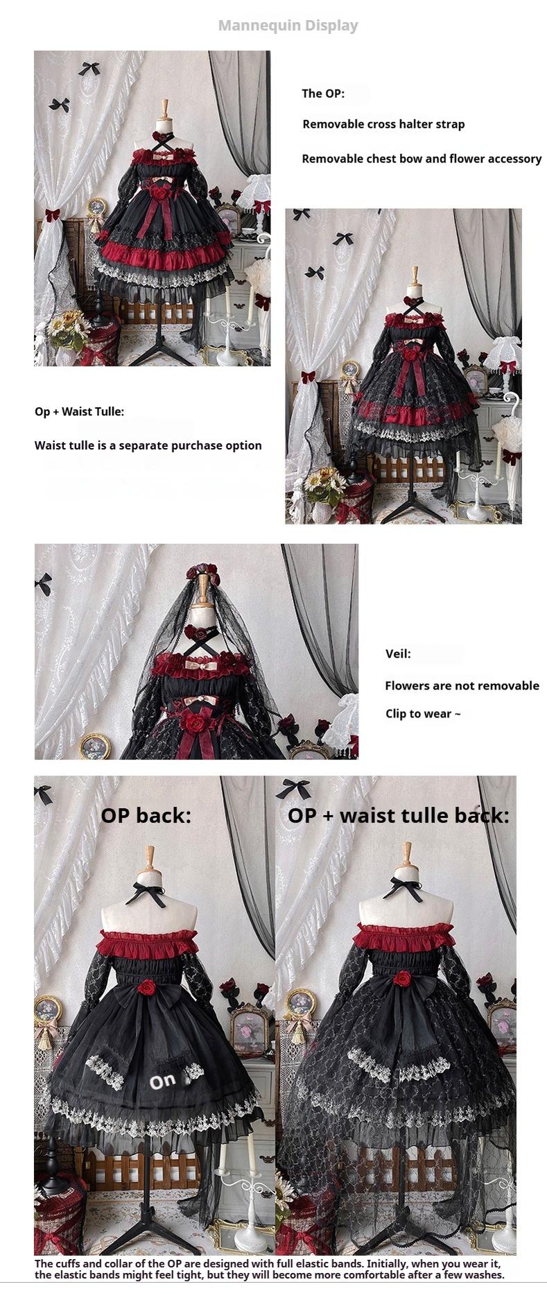 Night of Berea - Gothic Lolita OP Black and Red Lolita Dress - Image 20