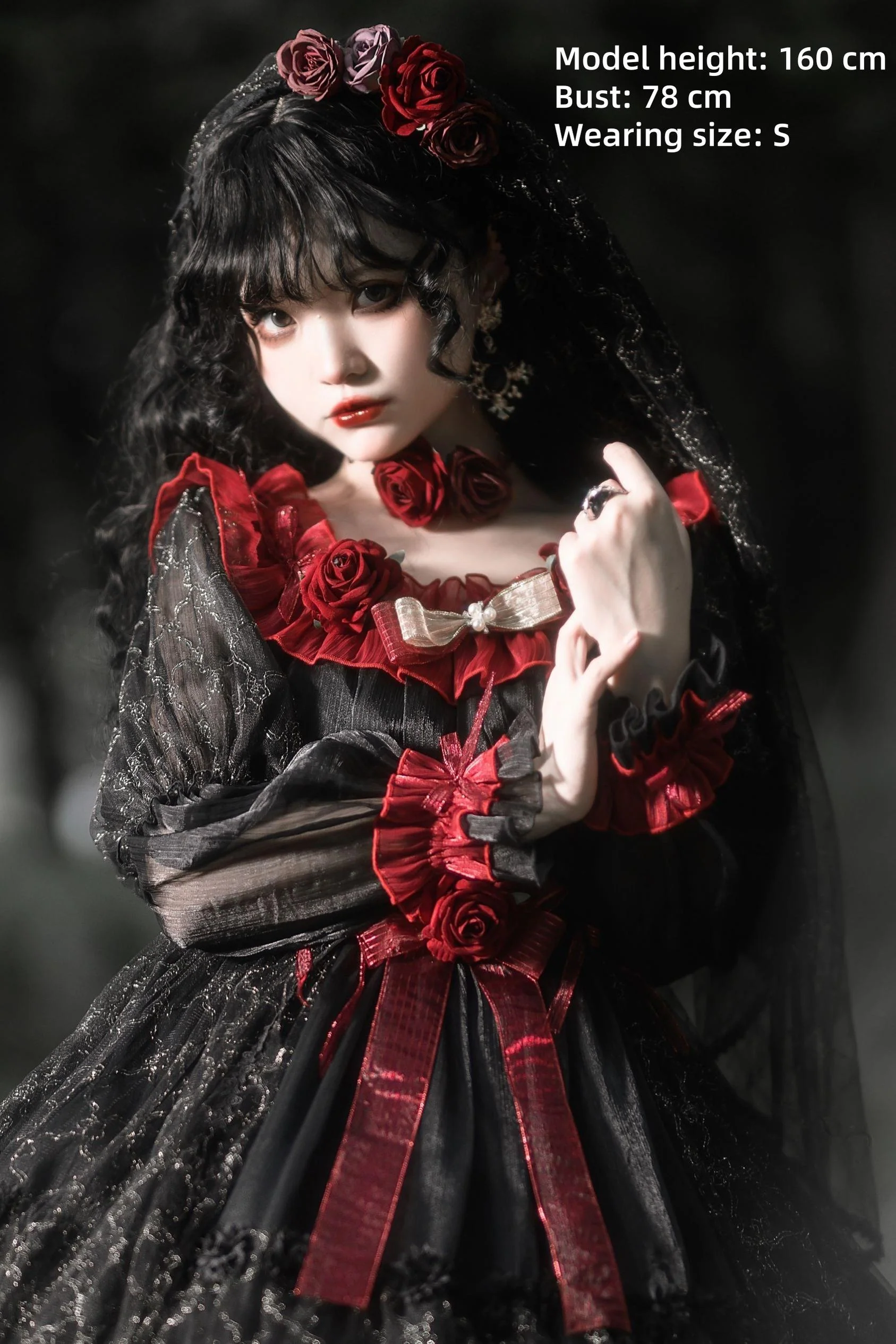 Night of Berea - Gothic Lolita OP Black and Red Lolita Dress - Image 3
