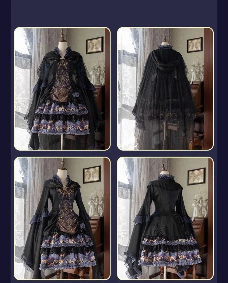 Astro Cat - Gothic Lolita OP Suit Witch Lolita Dress and Shawl - Image 14
