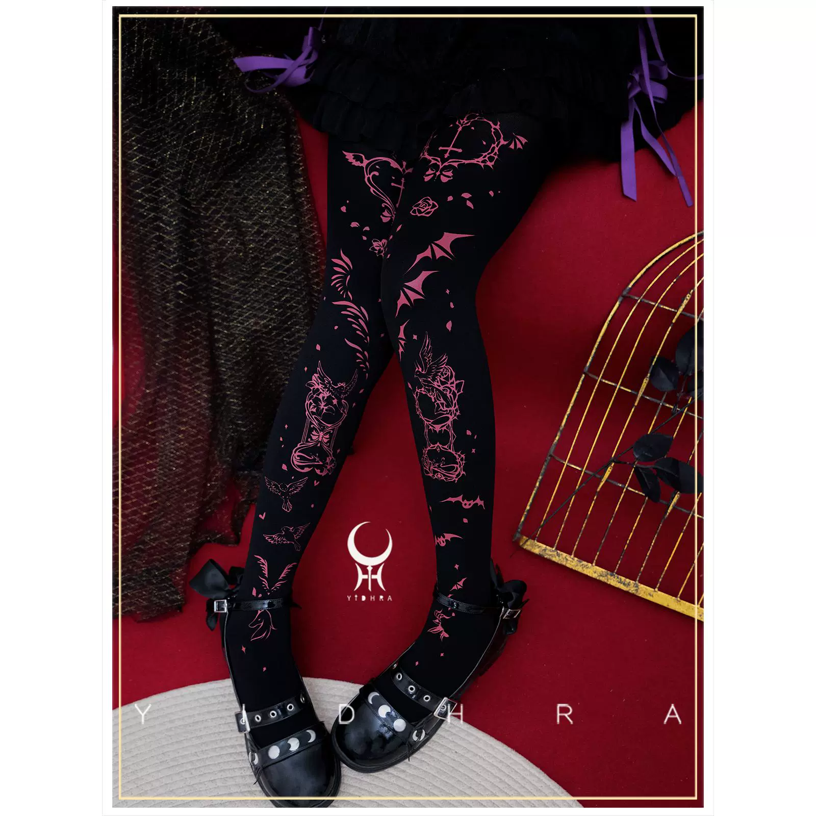 Yidhra - Angel&Devil - Gothic Lolita Pantyhose Printed Goth Tights - Image 3
