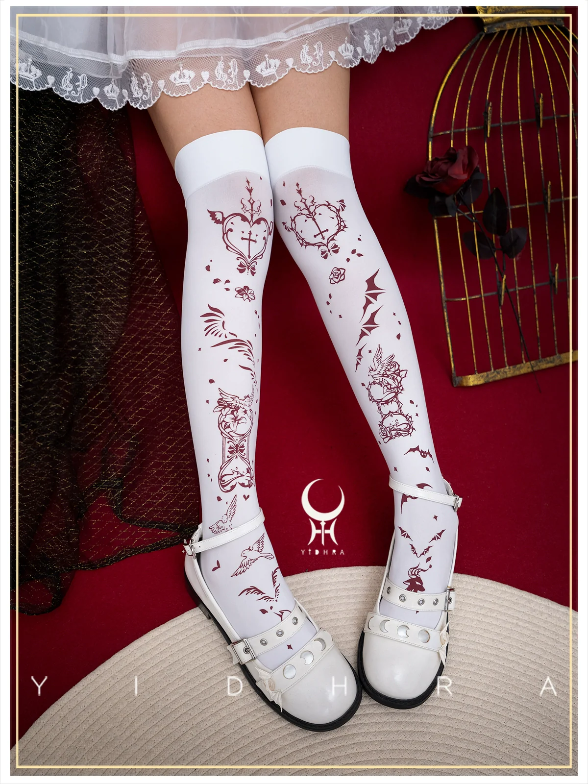 Yidhra - Angel&Devil - Gothic Lolita Pantyhose Printed Goth Tights - Image 5