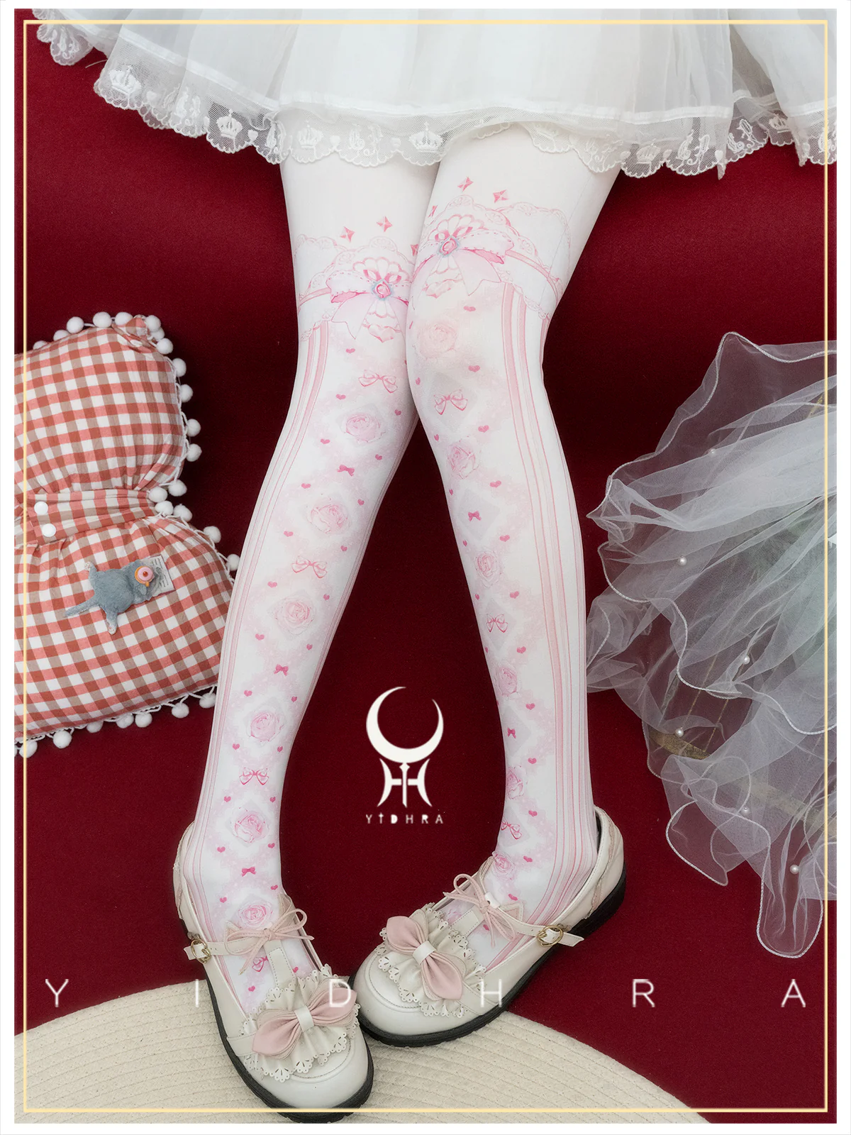 Yidhra - Sweet Entanglement - Gothic Lolita Pantyhose with Floral Prints - Image 7