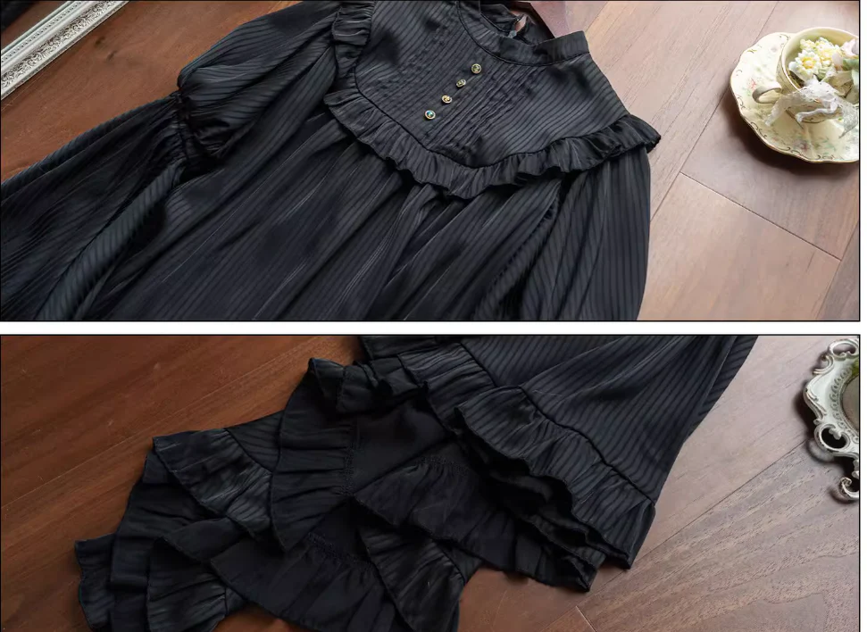Muppet Mind Ben - Dreaming - Gothic Lolita Princess Sleeves Blouse Striped Printing - Image 26