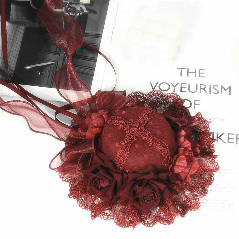 Gothic Lolita Red Top Hat, Rose & Bow - Image 14