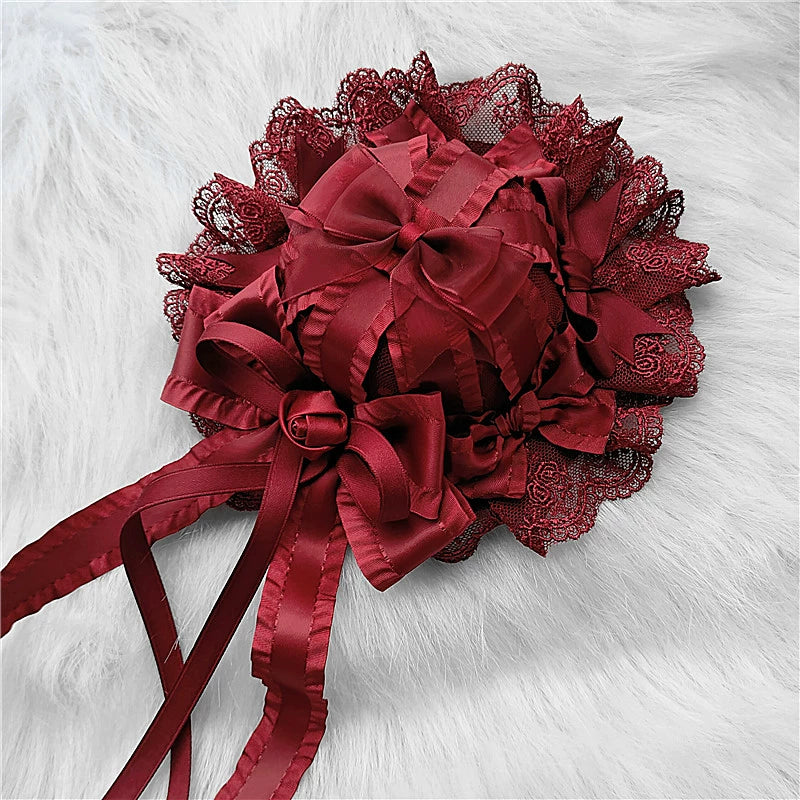 Gothic Lolita Red Top Hat, Rose & Bow - Image 8