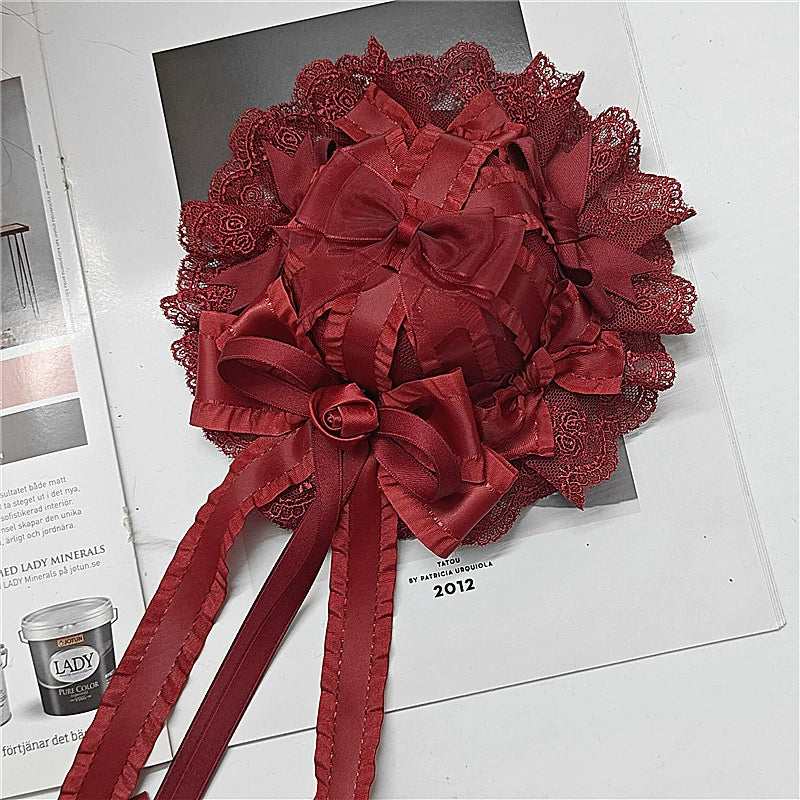Gothic Lolita Red Top Hat, Rose & Bow - Image 9