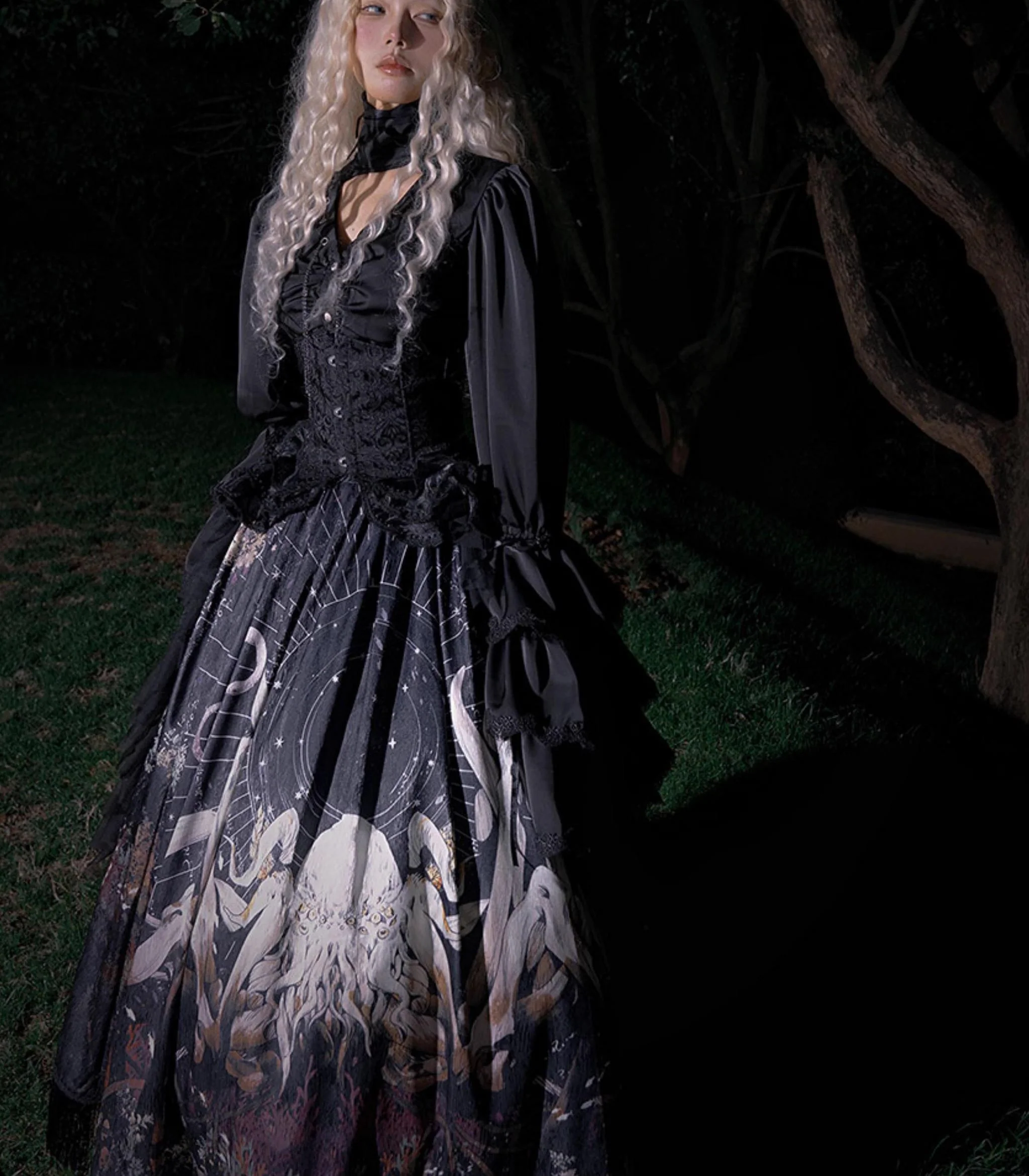 Reborn Ancient God - Gothic Lolita Shirt & Skirt Set - Image 17