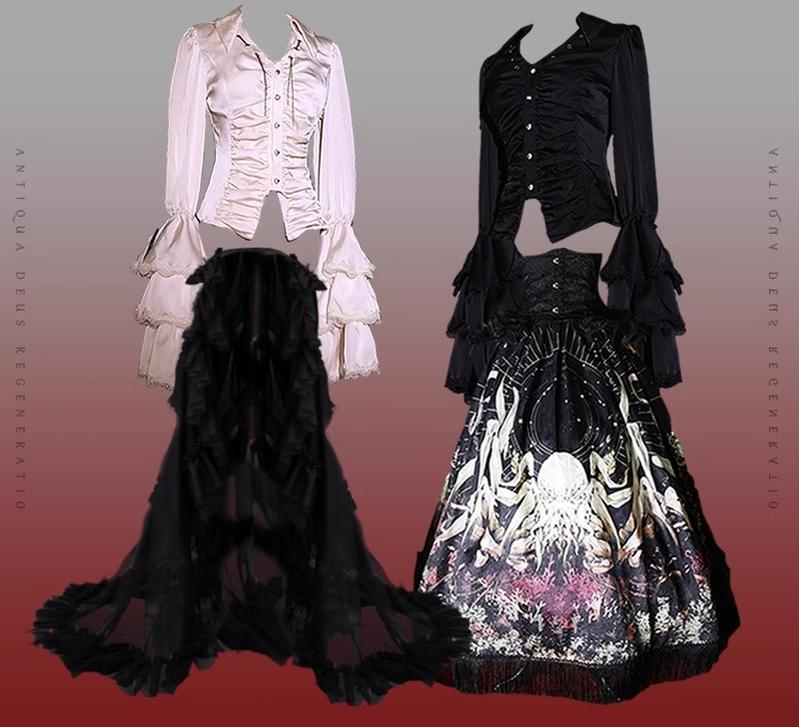 Reborn Ancient God - Gothic Lolita Shirt & Skirt Set - Image 37