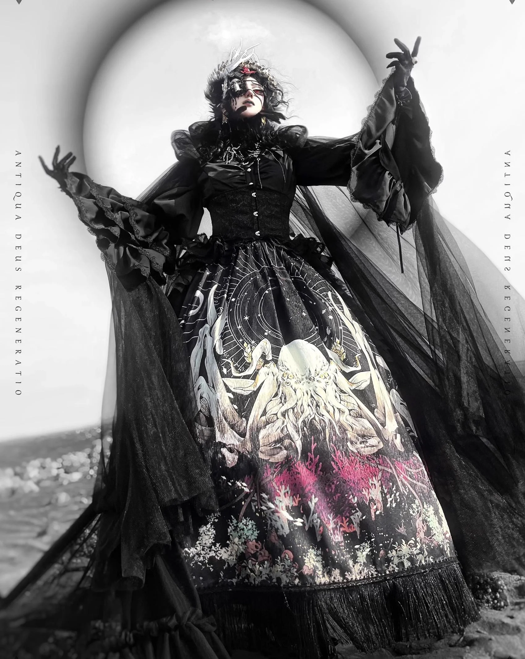 Reborn Ancient God - Gothic Lolita Shirt & Skirt Set - Image 4