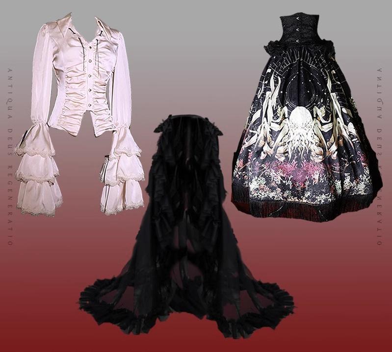 Reborn Ancient God - Gothic Lolita Shirt & Skirt Set - Image 40