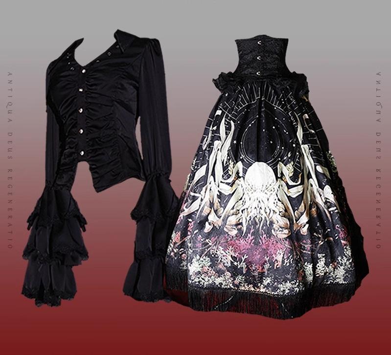 Reborn Ancient God - Gothic Lolita Shirt & Skirt Set - Image 42