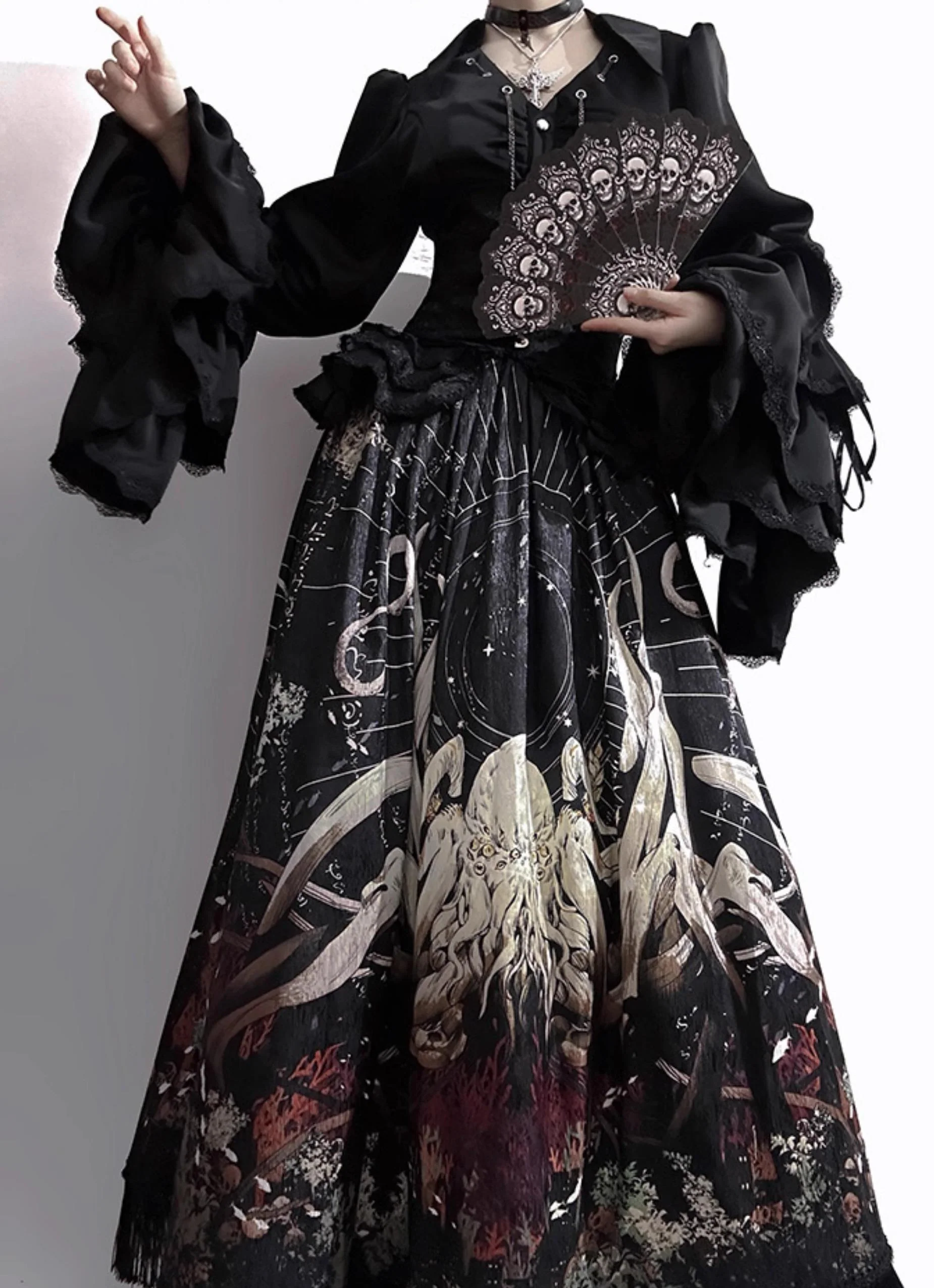 Reborn Ancient God - Gothic Lolita Shirt & Skirt Set - Image 9
