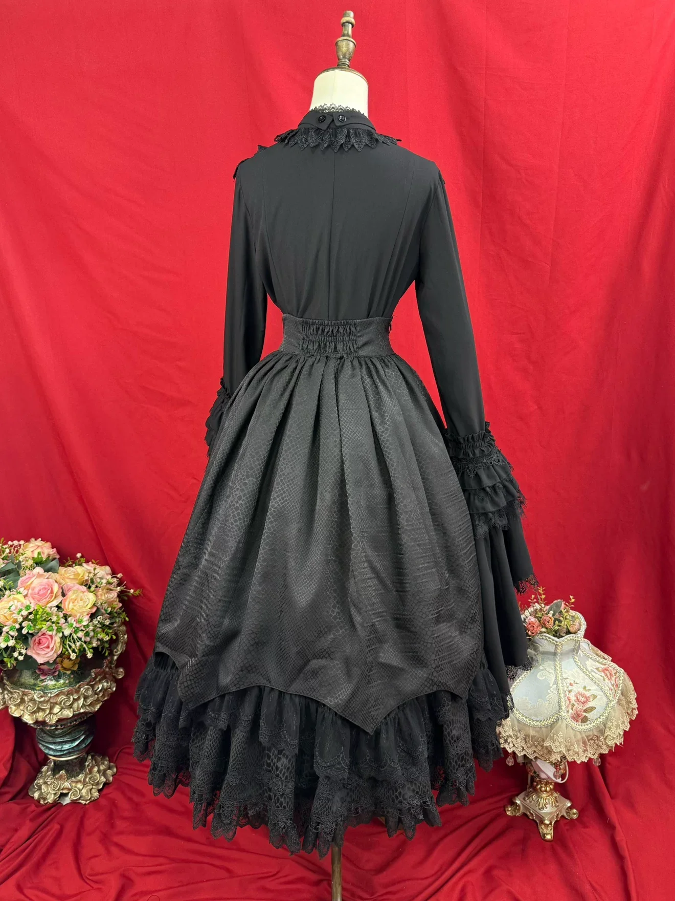 Broken Winged Bat - Gothic Lolita Shirt & SK Set, Bat-wing Shaped Hem - Image 14