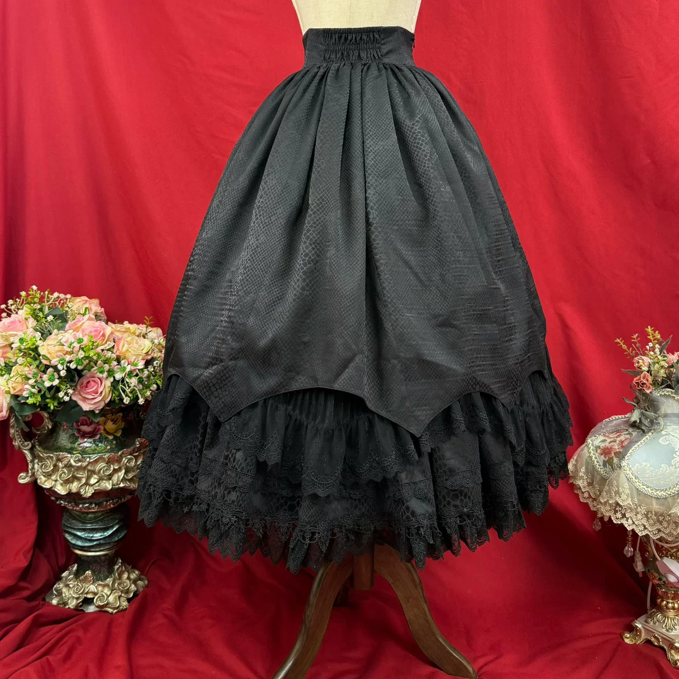 Broken Winged Bat - Gothic Lolita Shirt & SK Set, Bat-wing Shaped Hem - Image 16