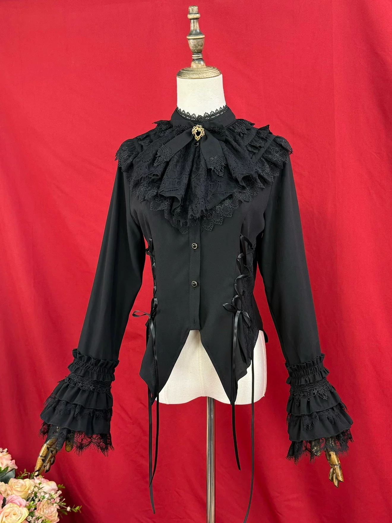 Broken Winged Bat - Gothic Lolita Shirt & SK Set, Bat-wing Shaped Hem - Image 9