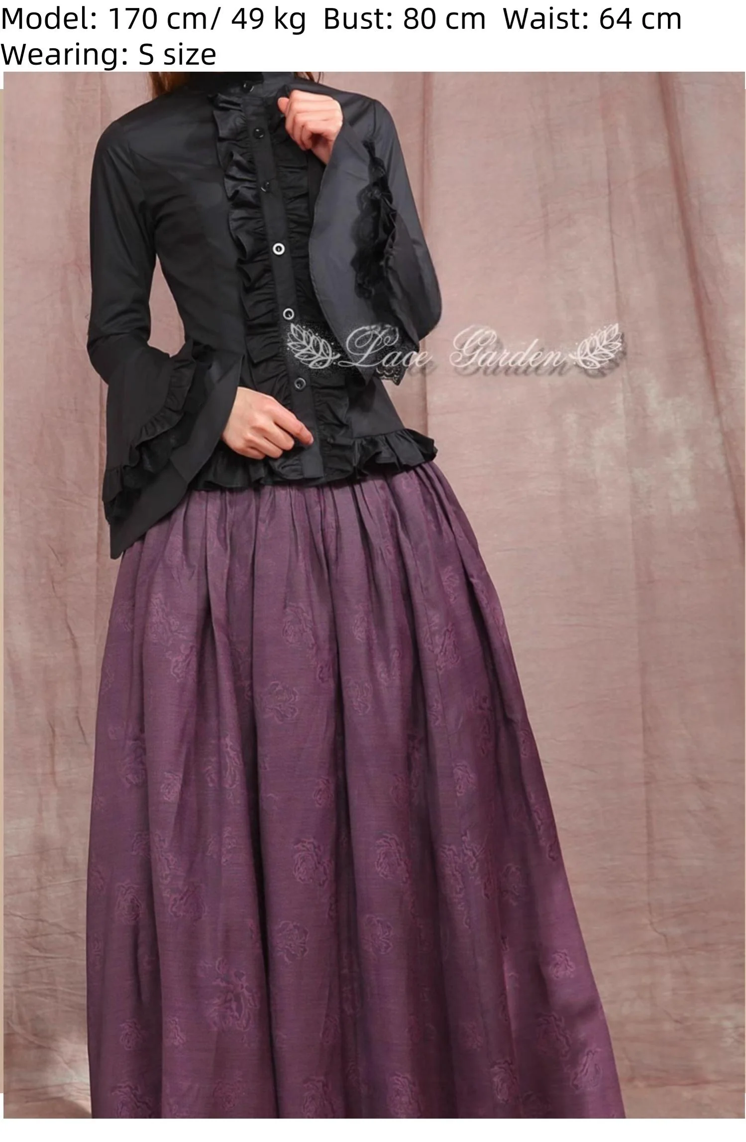 Dark Angel - Gothic Lolita Shirt with Long Sleeve and Ruffled Long Tail - Image 6