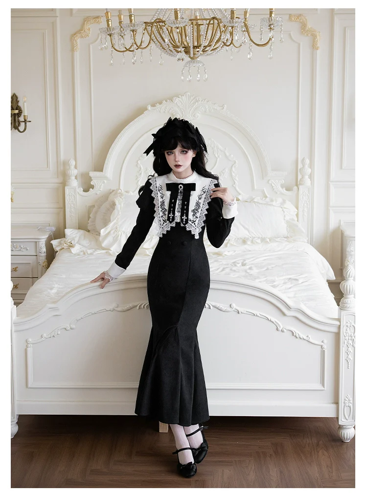 With PUJI - Rose Doll - Gothic Lolita Short OP, Mermaid Dress - Image 19
