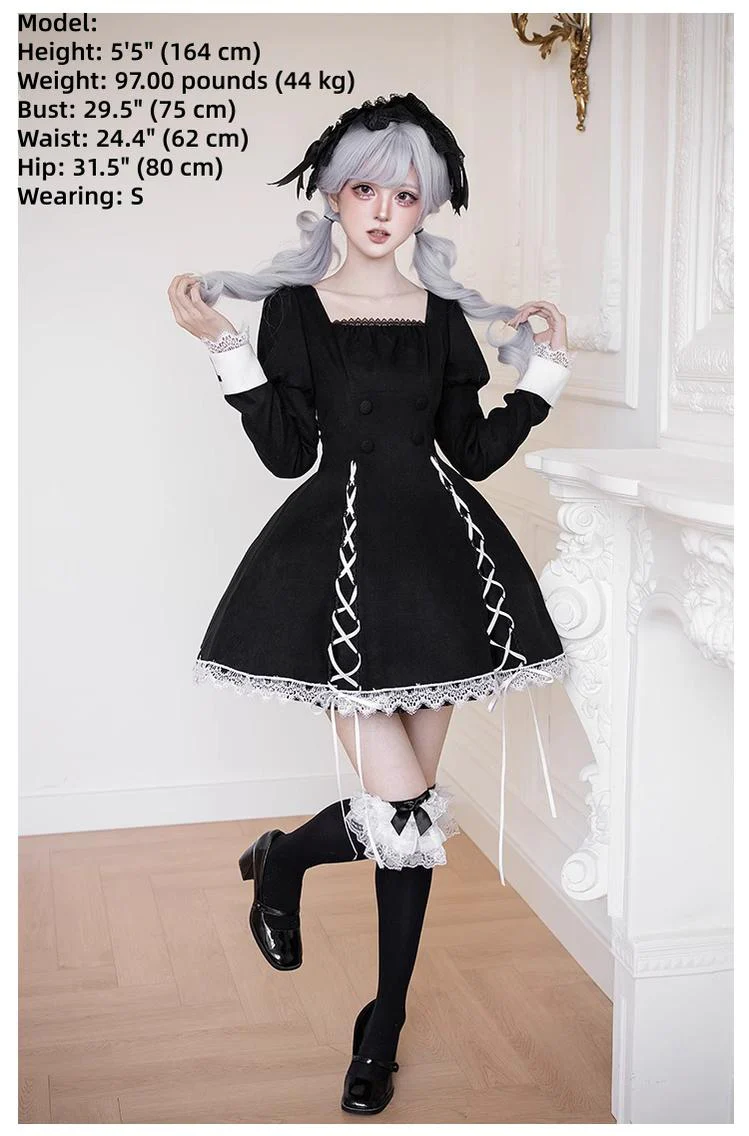 With PUJI - Rose Doll - Gothic Lolita Short OP, Mermaid Dress - Image 20