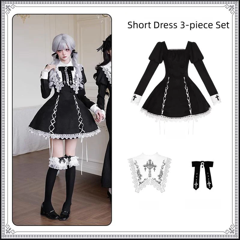 With PUJI - Rose Doll - Gothic Lolita Short OP, Mermaid Dress - Image 27