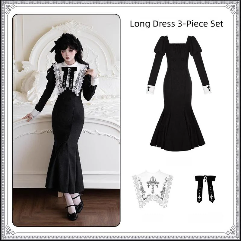 With PUJI - Rose Doll - Gothic Lolita Short OP, Mermaid Dress - Image 28