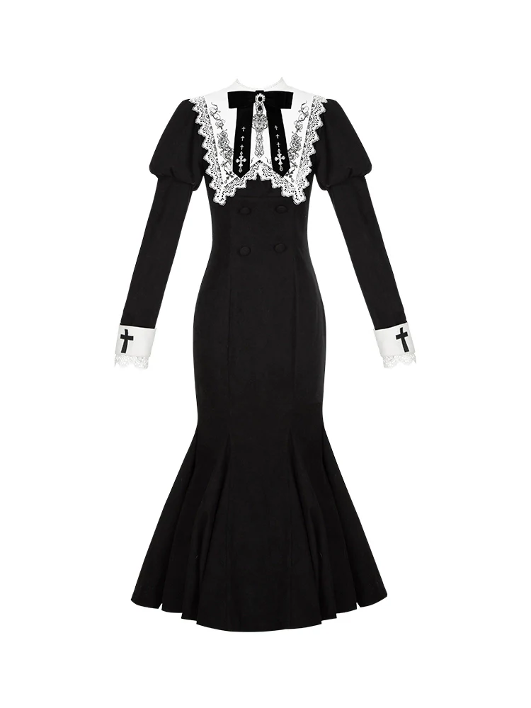 With PUJI - Rose Doll - Gothic Lolita Short OP, Mermaid Dress - Image 30