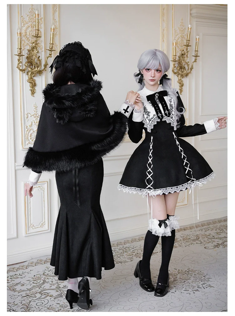 With PUJI - Rose Doll - Gothic Lolita Short OP, Mermaid Dress - Image 4