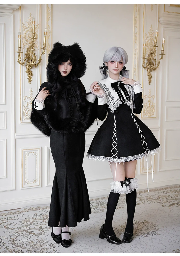 With PUJI - Rose Doll - Gothic Lolita Short OP, Mermaid Dress - Image 5