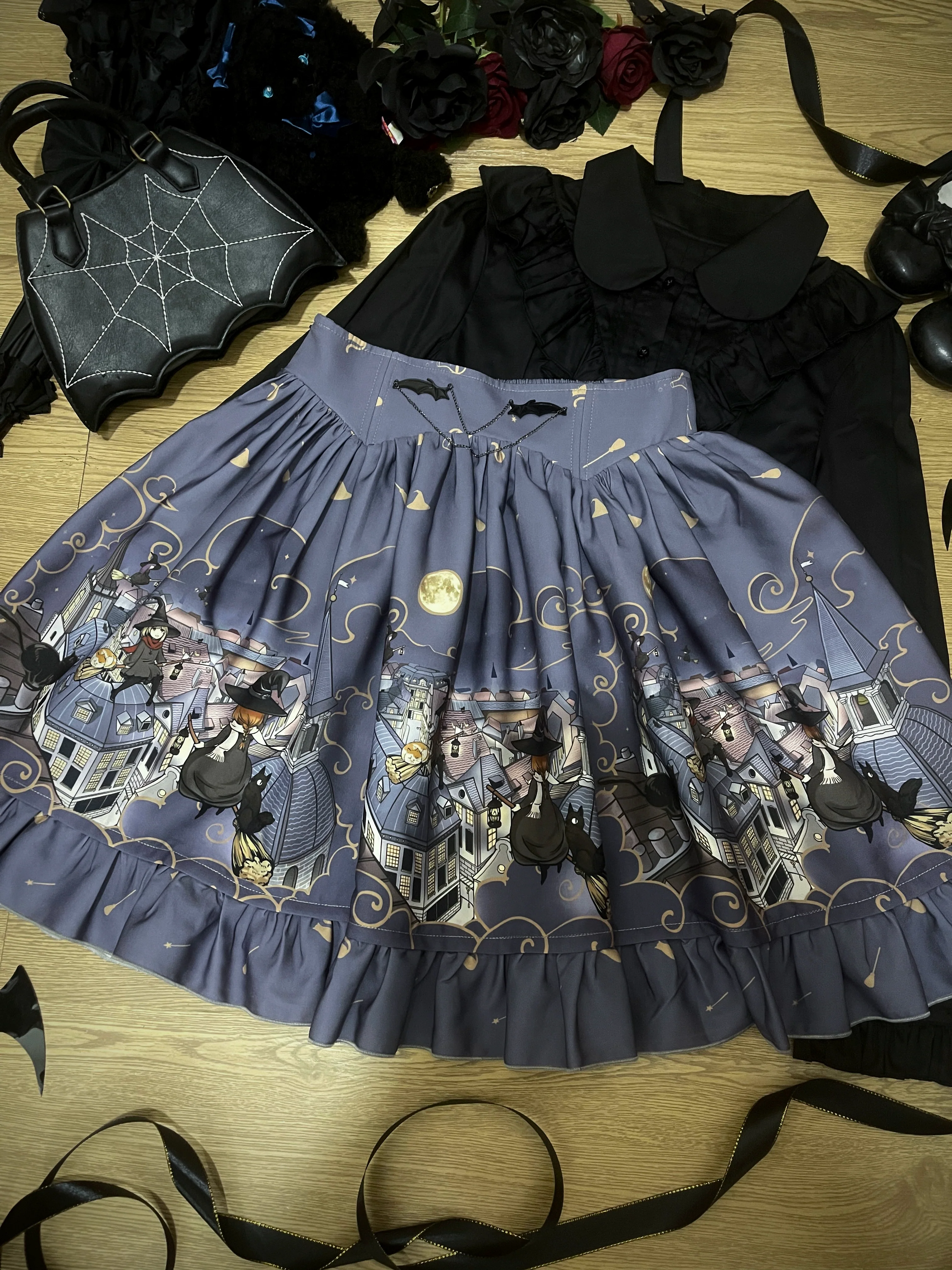 Witching Night - Gothic Lolita SK Halloween Chiffon Skirt - Image 10
