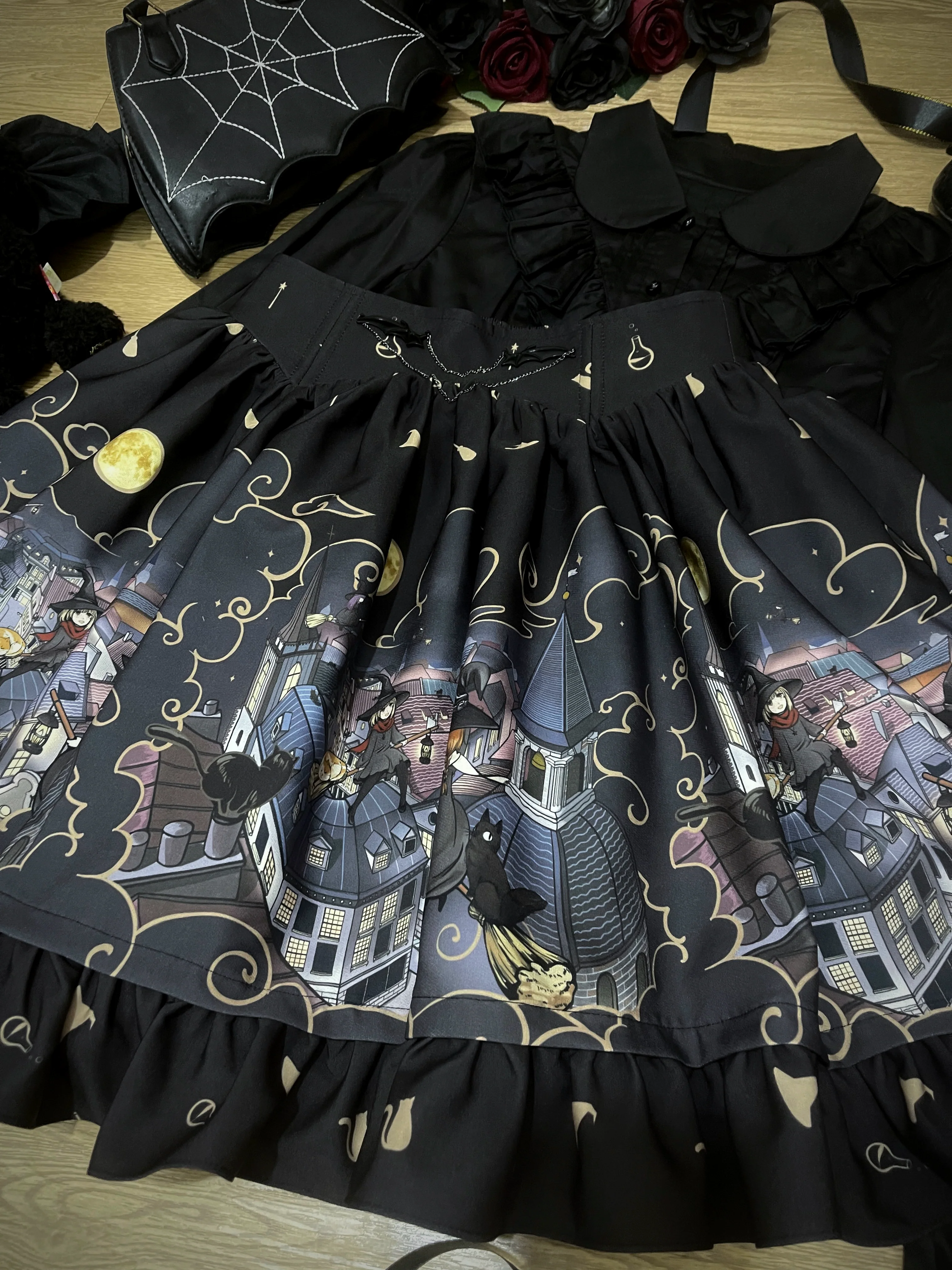 Witching Night - Gothic Lolita SK Halloween Chiffon Skirt - Image 11