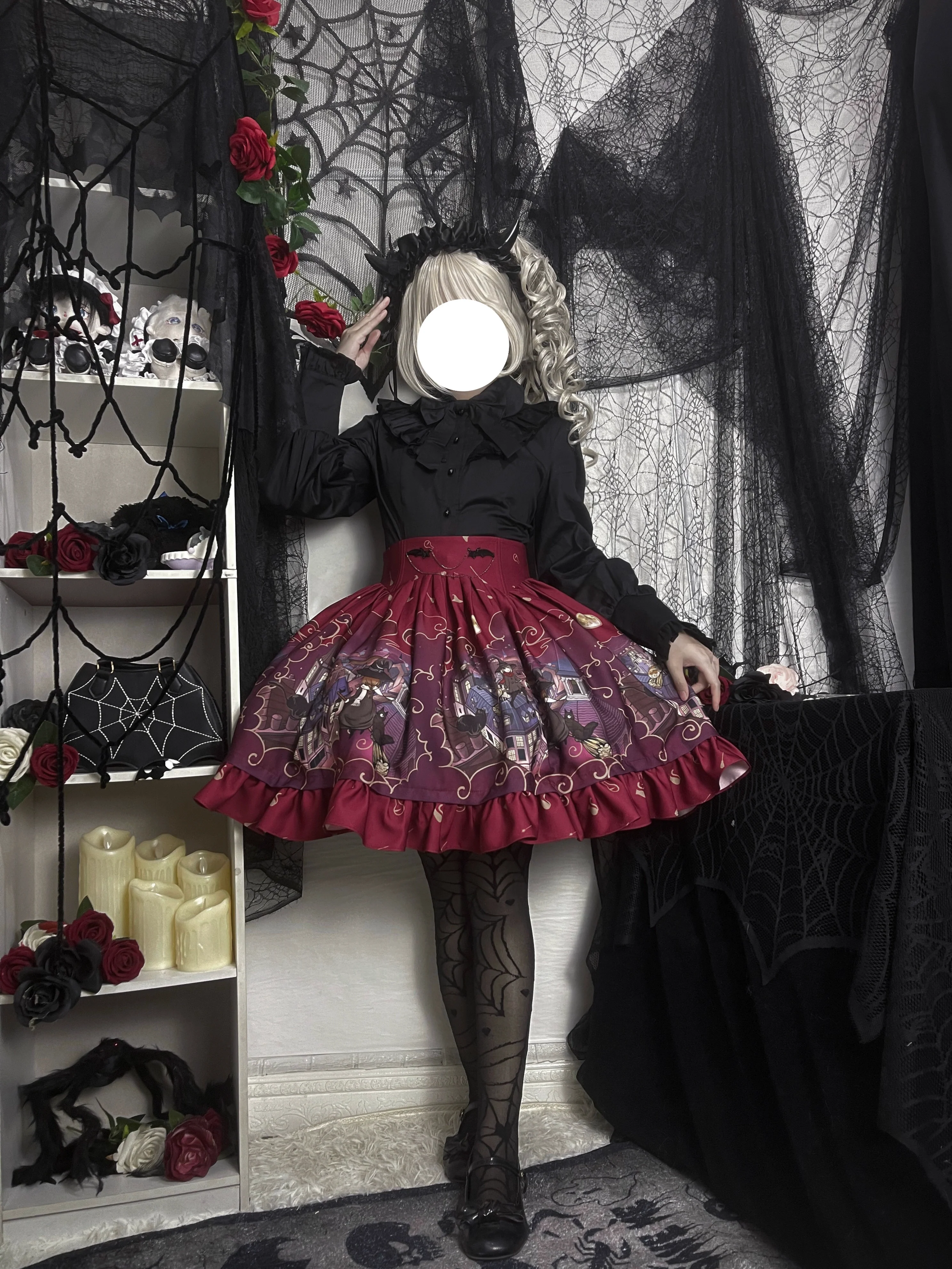 Witching Night - Gothic Lolita SK Halloween Chiffon Skirt - Image 4