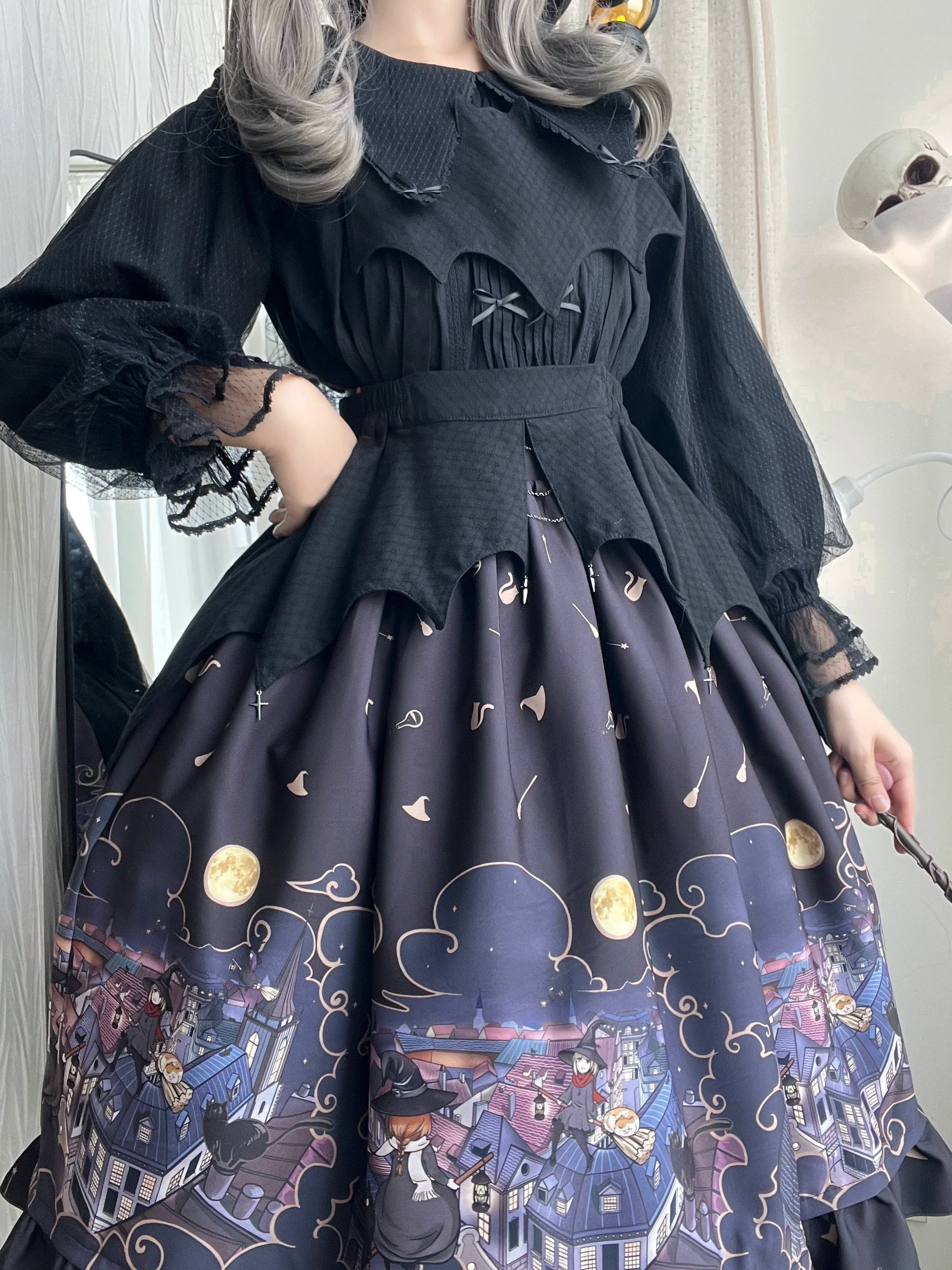 Witching Night - Gothic Lolita SK Halloween Chiffon Skirt - Image 7
