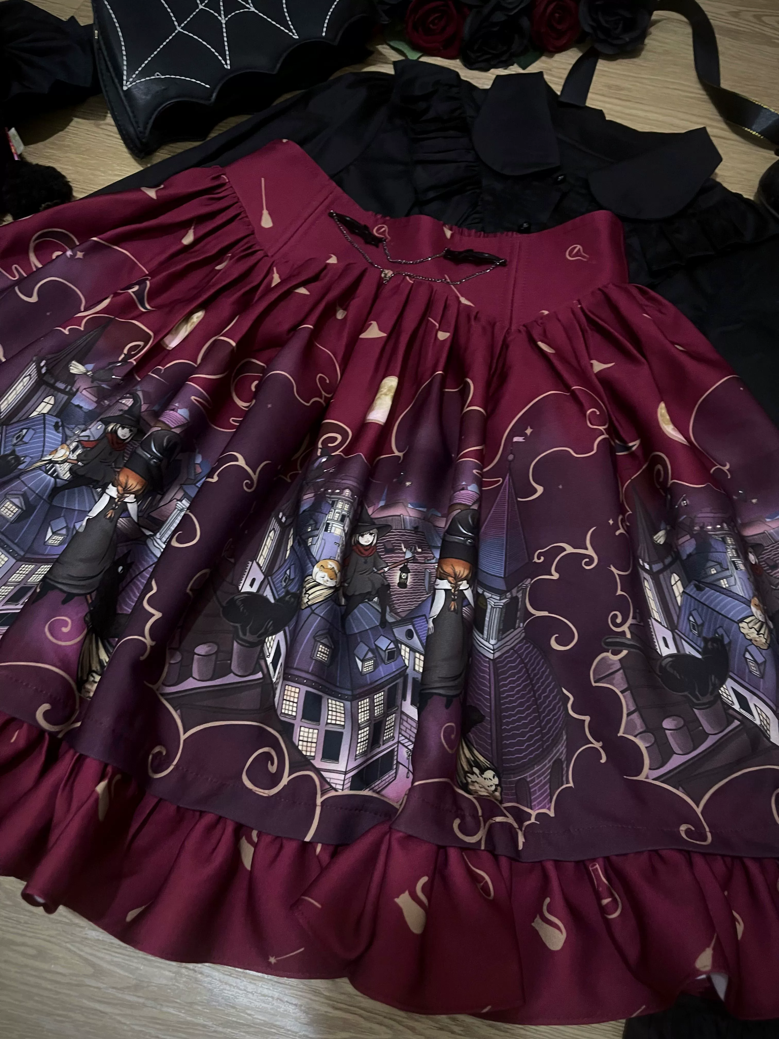 Witching Night - Gothic Lolita SK Halloween Chiffon Skirt - Image 8