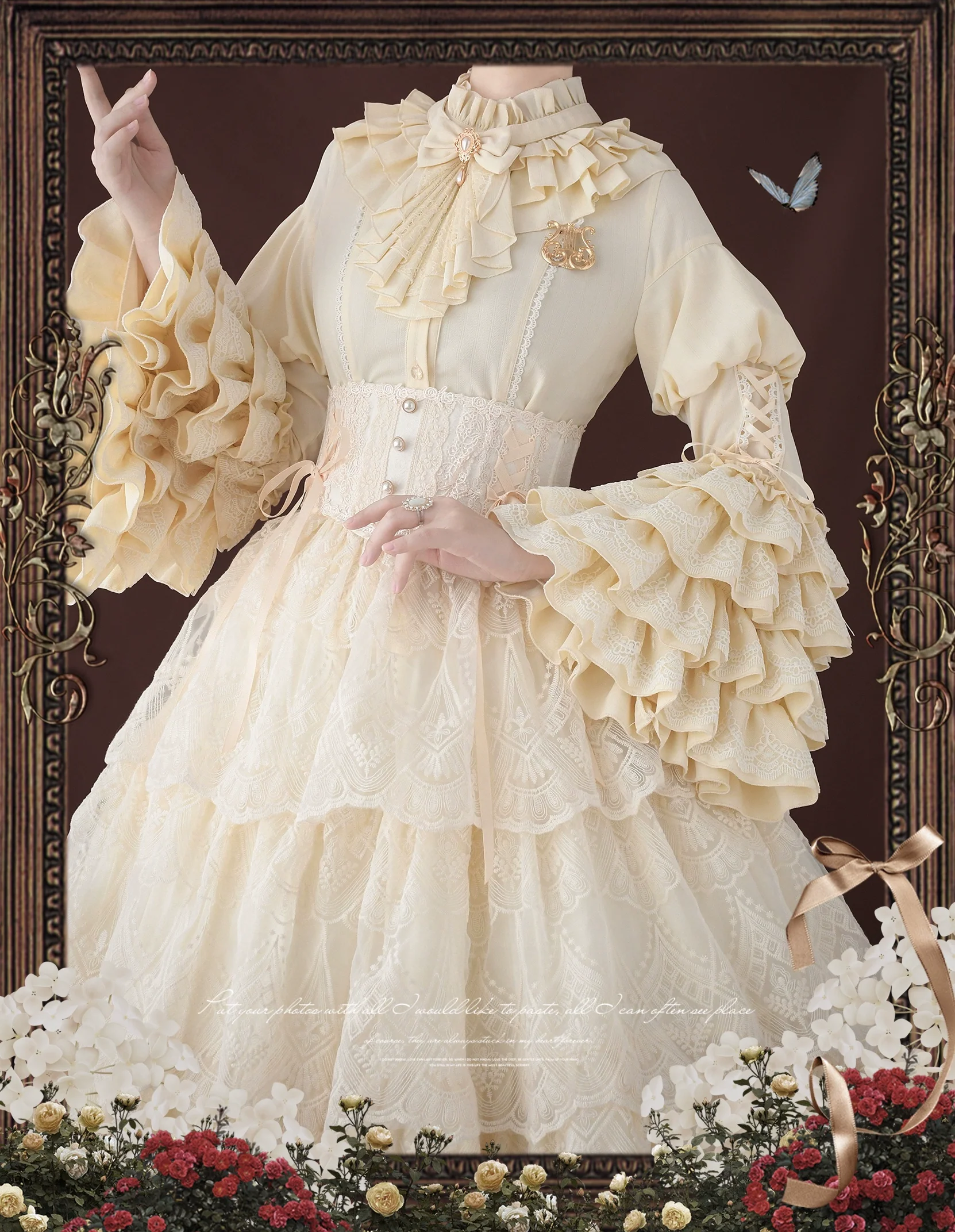 Good and Evil Angel - Gothic Lolita SK Set Retro Princess Sleeve Blouse - Image 10