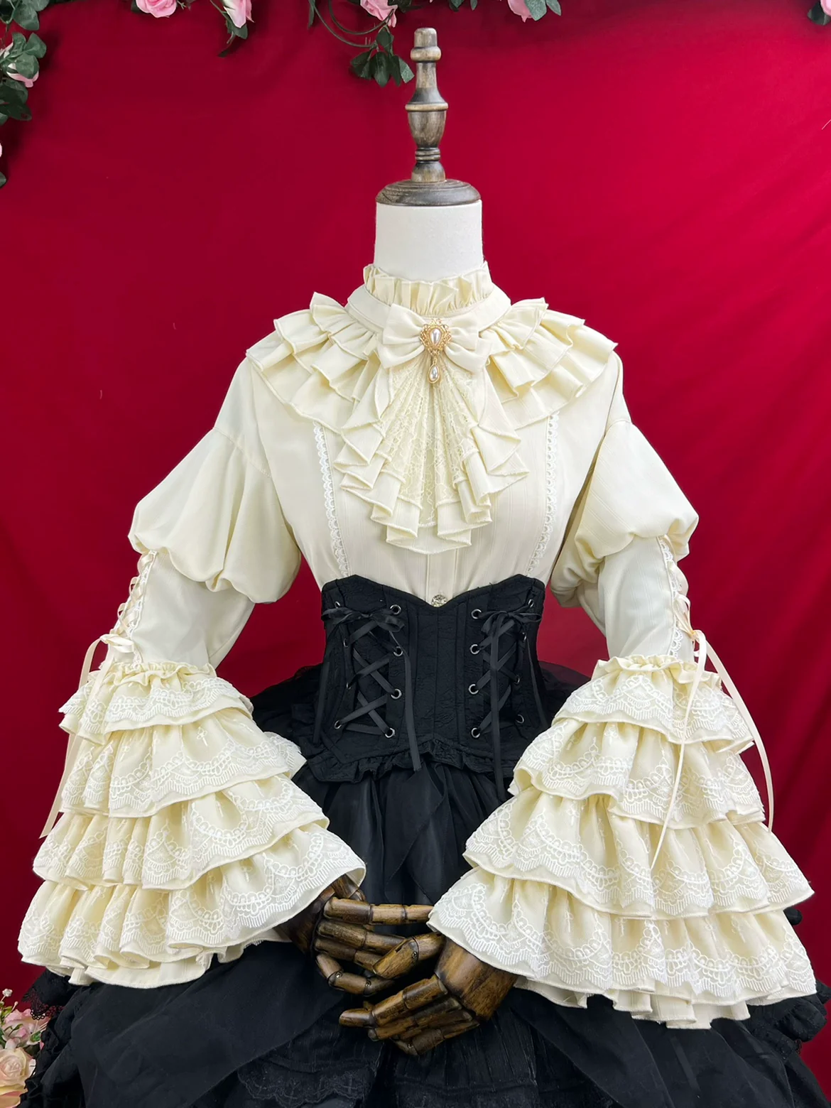 Good and Evil Angel - Gothic Lolita SK Set Retro Princess Sleeve Blouse - Image 14