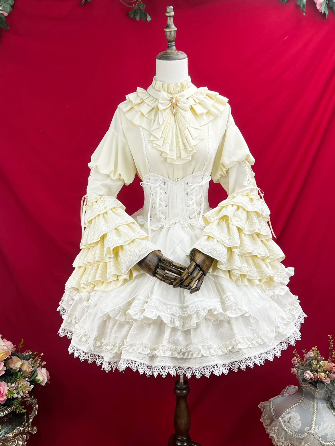 Good and Evil Angel - Gothic Lolita SK Set Retro Princess Sleeve Blouse - Image 15