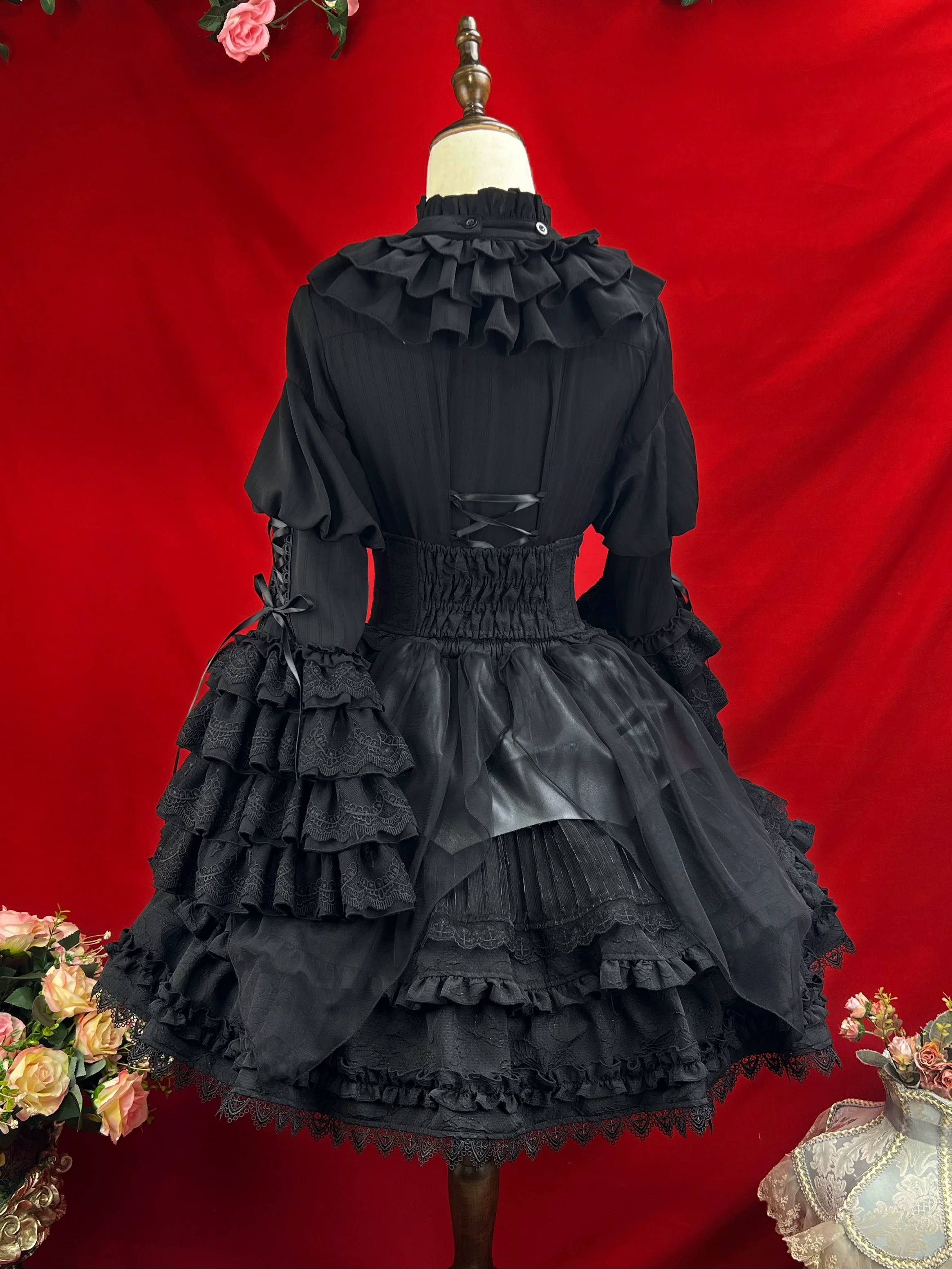 Good and Evil Angel - Gothic Lolita SK Set Retro Princess Sleeve Blouse - Image 19