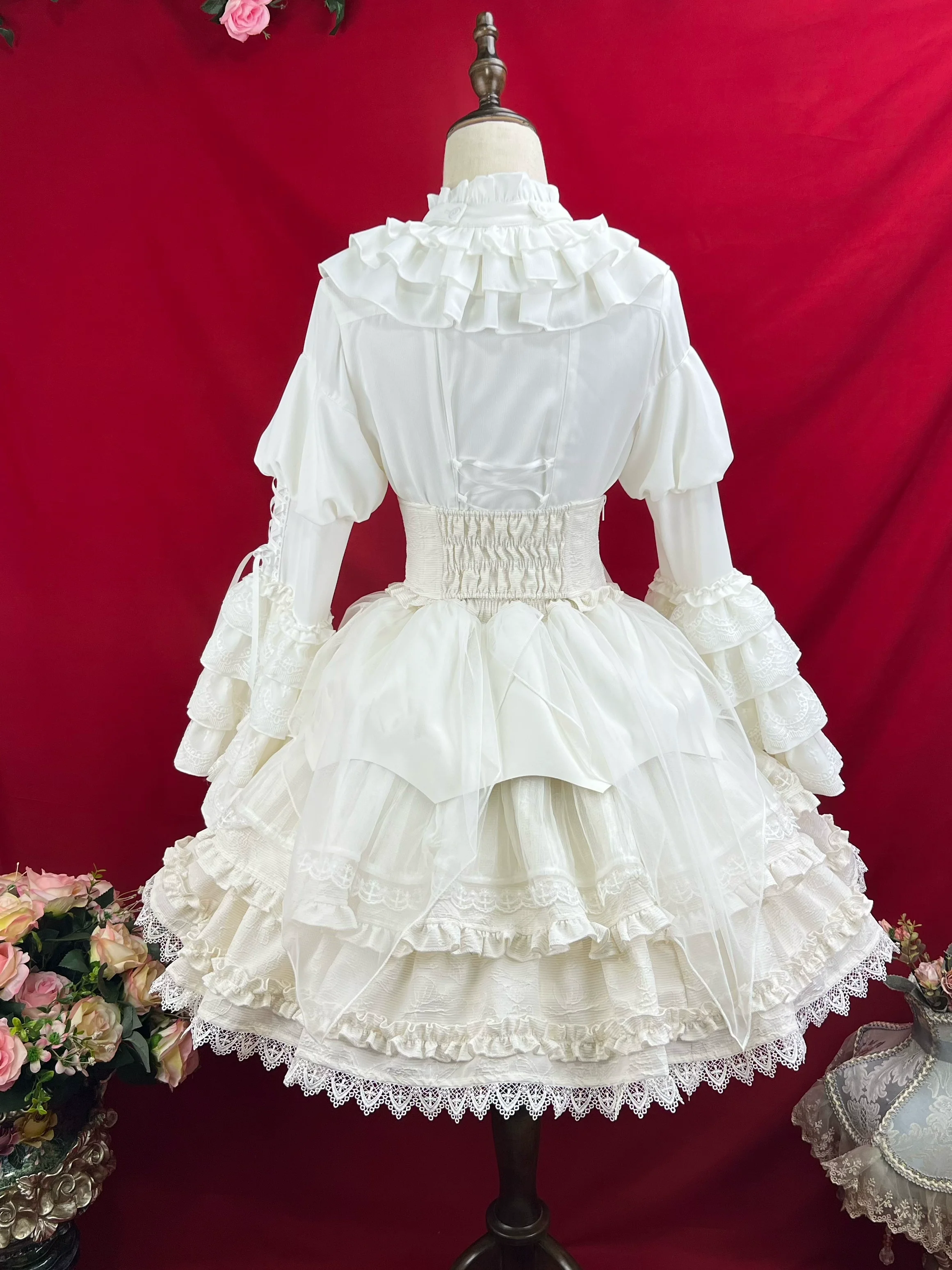 Good and Evil Angel - Gothic Lolita SK Set Retro Princess Sleeve Blouse - Image 21