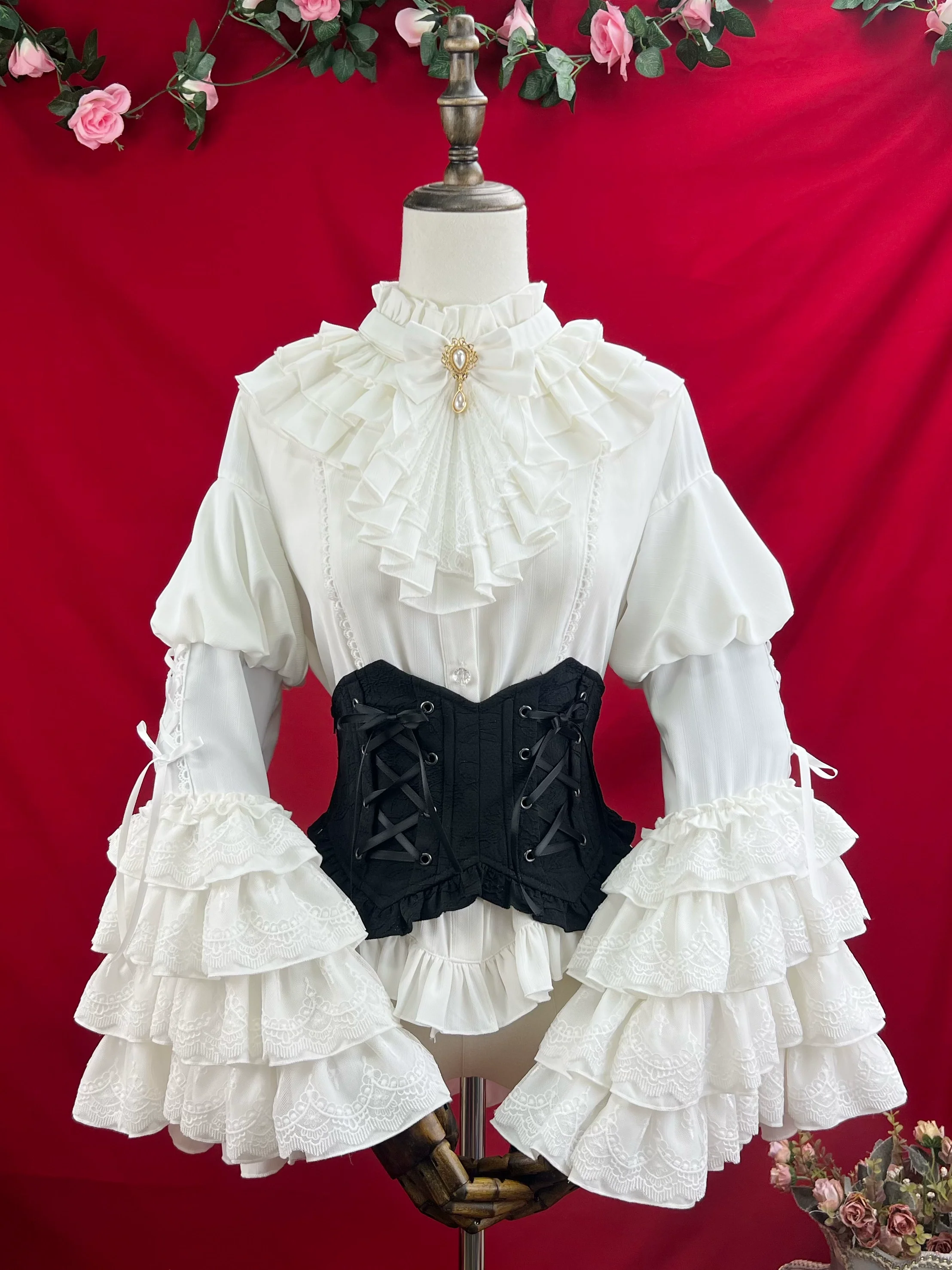 Good and Evil Angel - Gothic Lolita SK Set Retro Princess Sleeve Blouse - Image 22