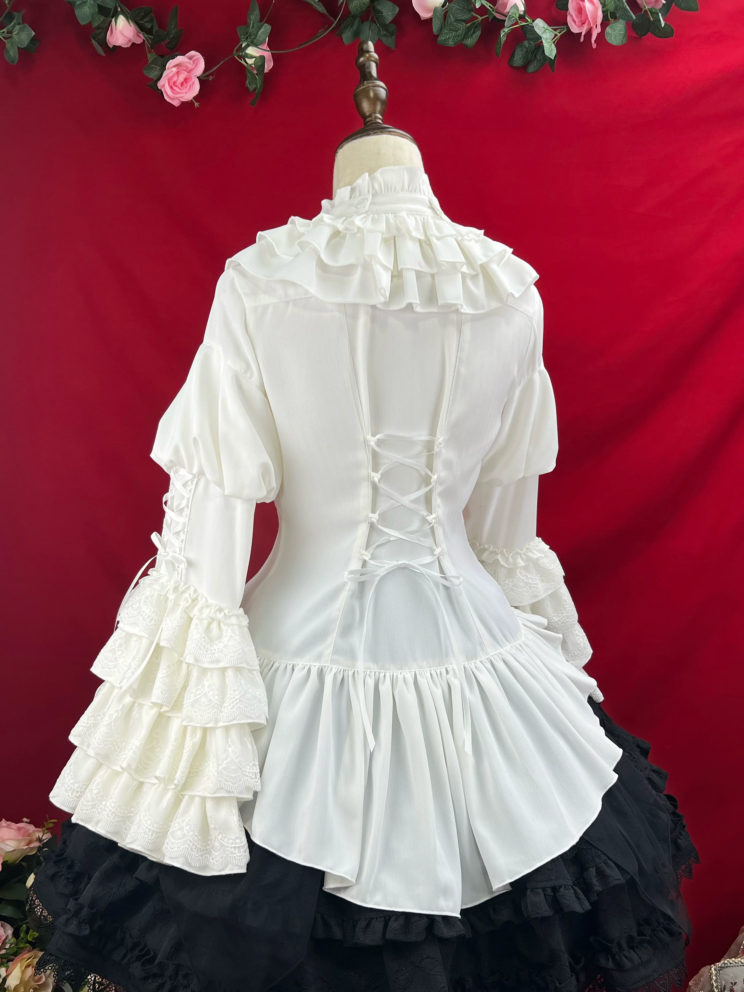 Good and Evil Angel - Gothic Lolita SK Set Retro Princess Sleeve Blouse - Image 23